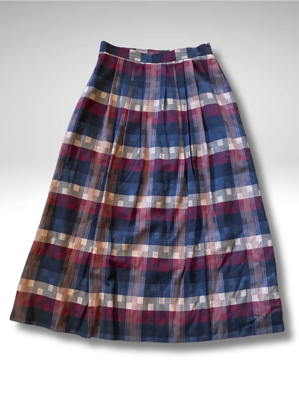 Vintage Levy’s Nashville Plaid Pleated Midi Skirt Made in USA Size 8